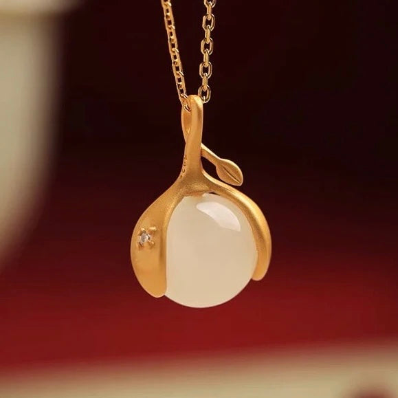 Feng Shui Litchi White Jade Pendant