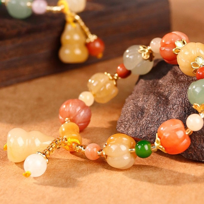 Natural Hetian Jade Calabash Full Blessing Bracelet