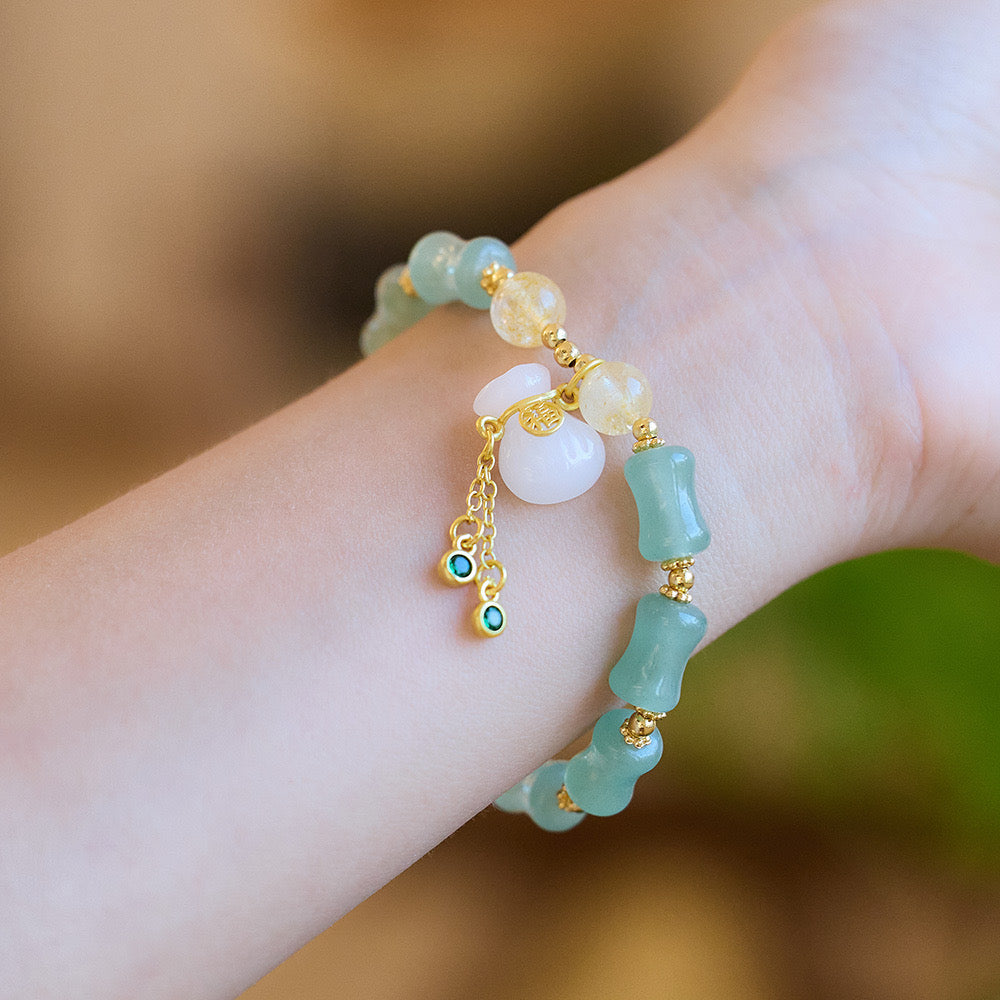 Natural Hetian Jade Money Bag Wealth Bracelet