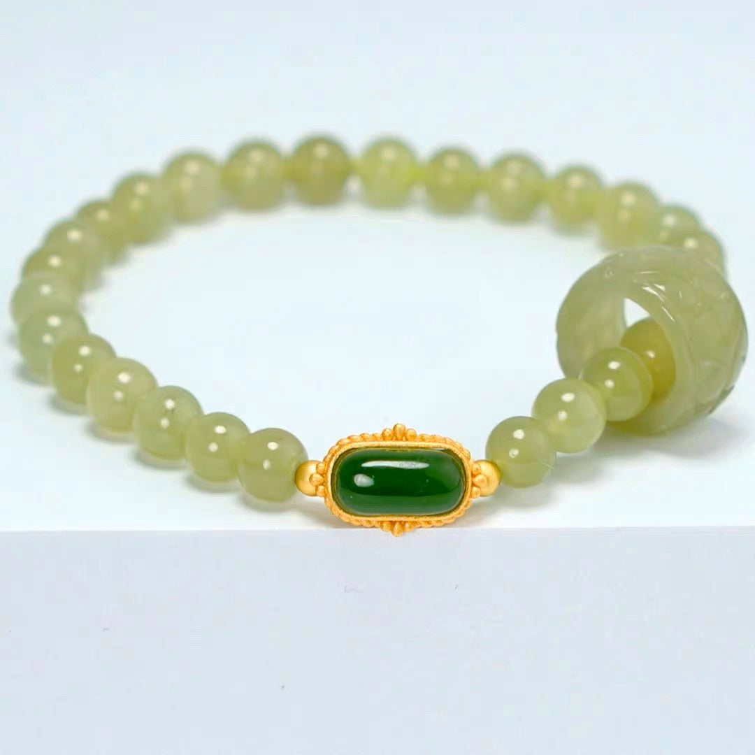 Natural Hetian Jade Protection Loop Bracelet