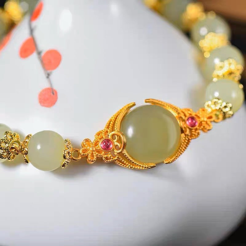 Natural Hetian Jade Feng Shui Auspicious Pigeon Egg Jade Bracelet