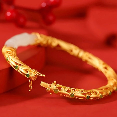 Natural Hetian Jade Bamboo Ancient Royal Bangle