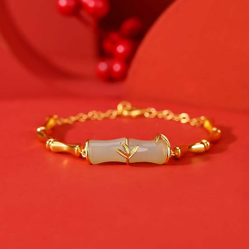 Natural Hetian Jade Feng Shui Bamboo Bracelet