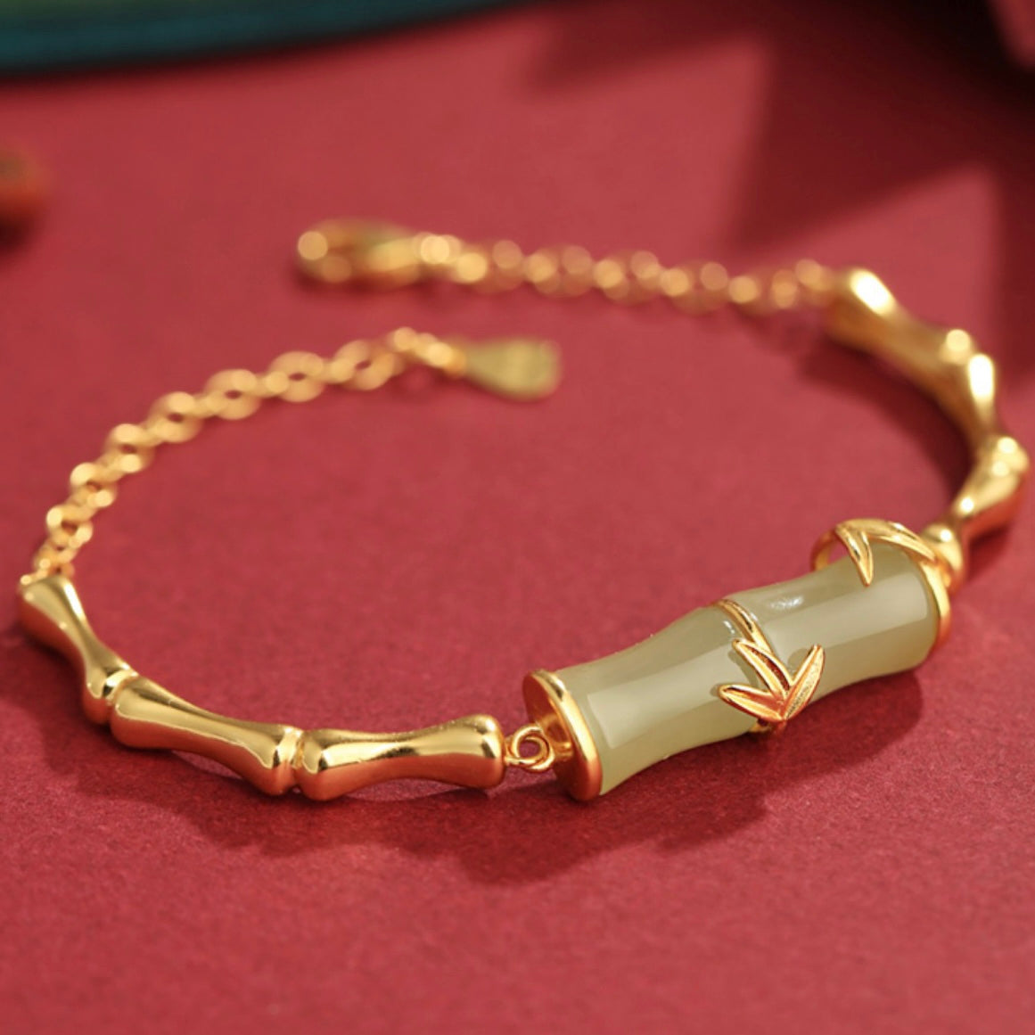Natural Hetian Jade Feng Shui Bamboo Bracelet