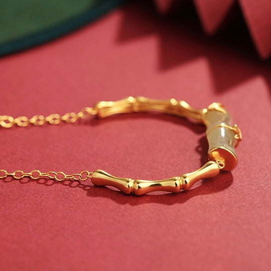 Natural Hetian Jade Feng Shui Bamboo Bracelet