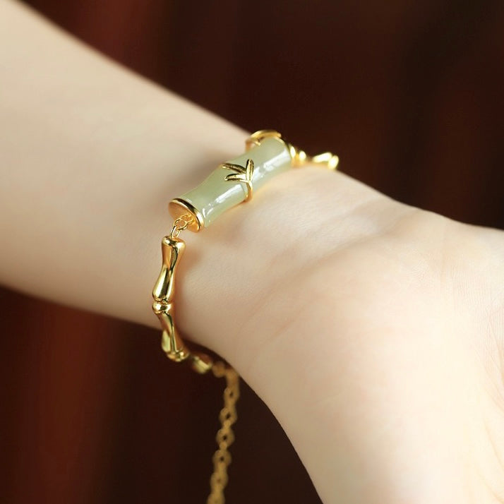 Natural Hetian Jade Feng Shui Bamboo Bracelet