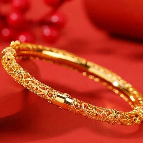 Natural Hetian Jade Enamel Cloud Ancient Royal Bangle