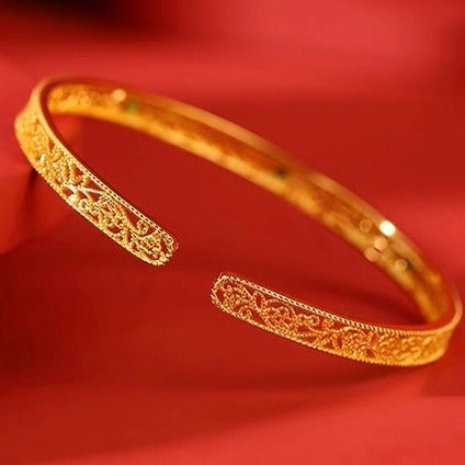 Natural Hetian Jade Filigree Hollow Bracelet