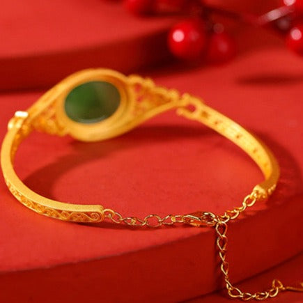 Natural Hetian Jade Auspicious Wealth Bracelet