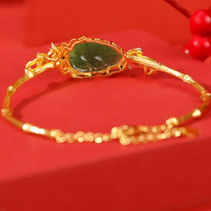 Natural Hetian Jade Feng Shui Leaf Ancient Royal Bangle