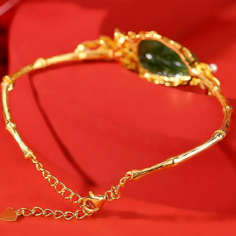 Natural Hetian Jade Feng Shui Leaf Ancient Royal Bangle
