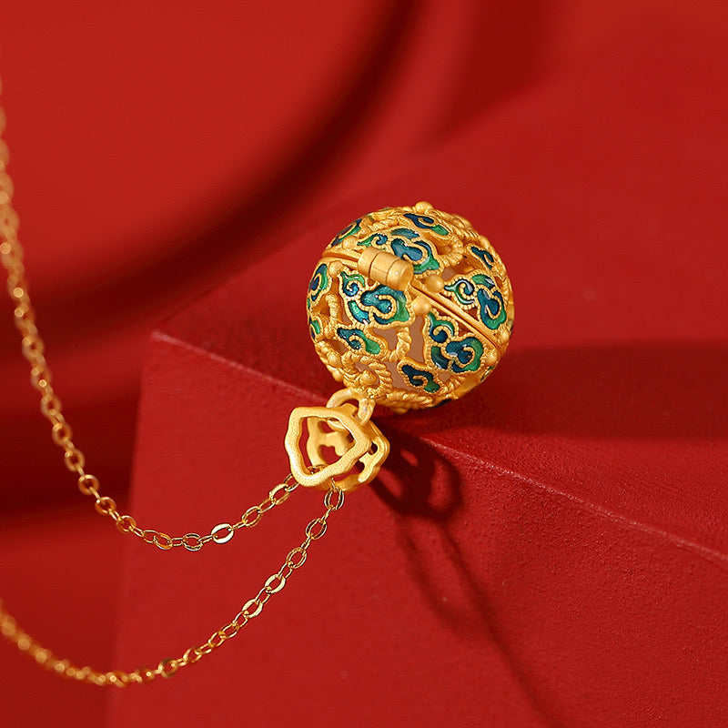 Natural Hetian White Jade Sachet Ball Pendant Necklace