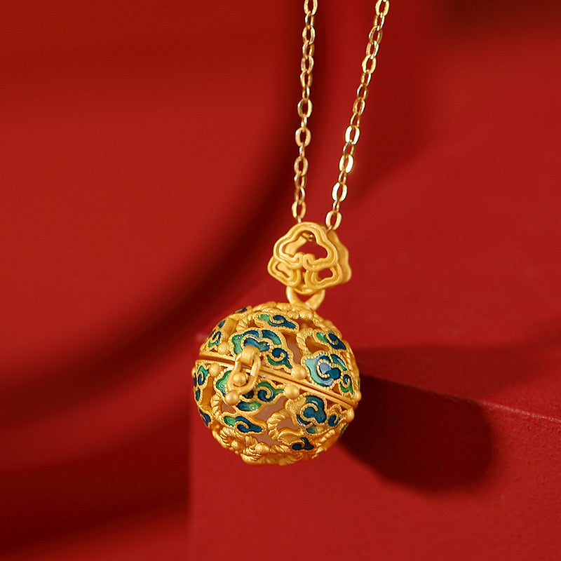 Natural Hetian White Jade Sachet Ball Pendant Necklace
