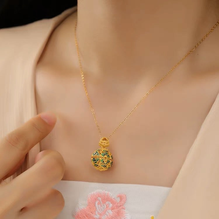 Natural Hetian White Jade Sachet Ball Pendant Necklace