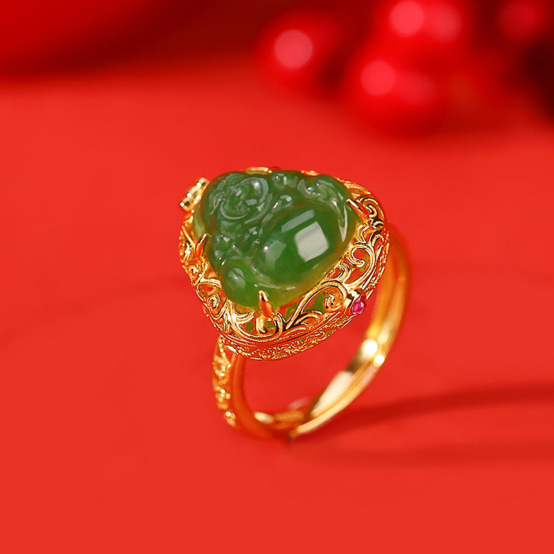 Natural Green Hetian Jade Feng Shui Buddha Sachet Pendant