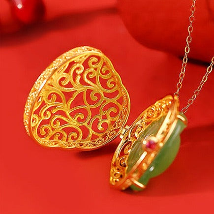 Natural Green Hetian Jade Feng Shui Buddha Sachet Pendant