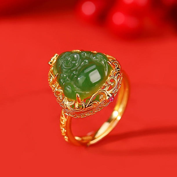 Natural Green Hetian Jade Feng Shui Buddha Sachet Pendant