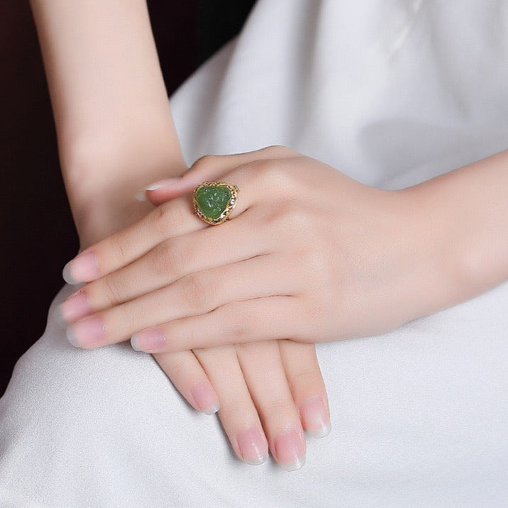 Natural Green Hetian Jade Feng Shui Buddha Sachet Pendant
