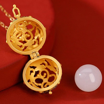 Natural Hetian White Jade Sachet Ball Pendant Necklace