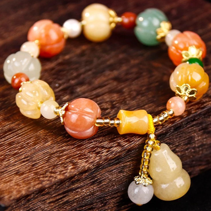 Natural Hetian Jade Calabash Full Blessing Bracelet