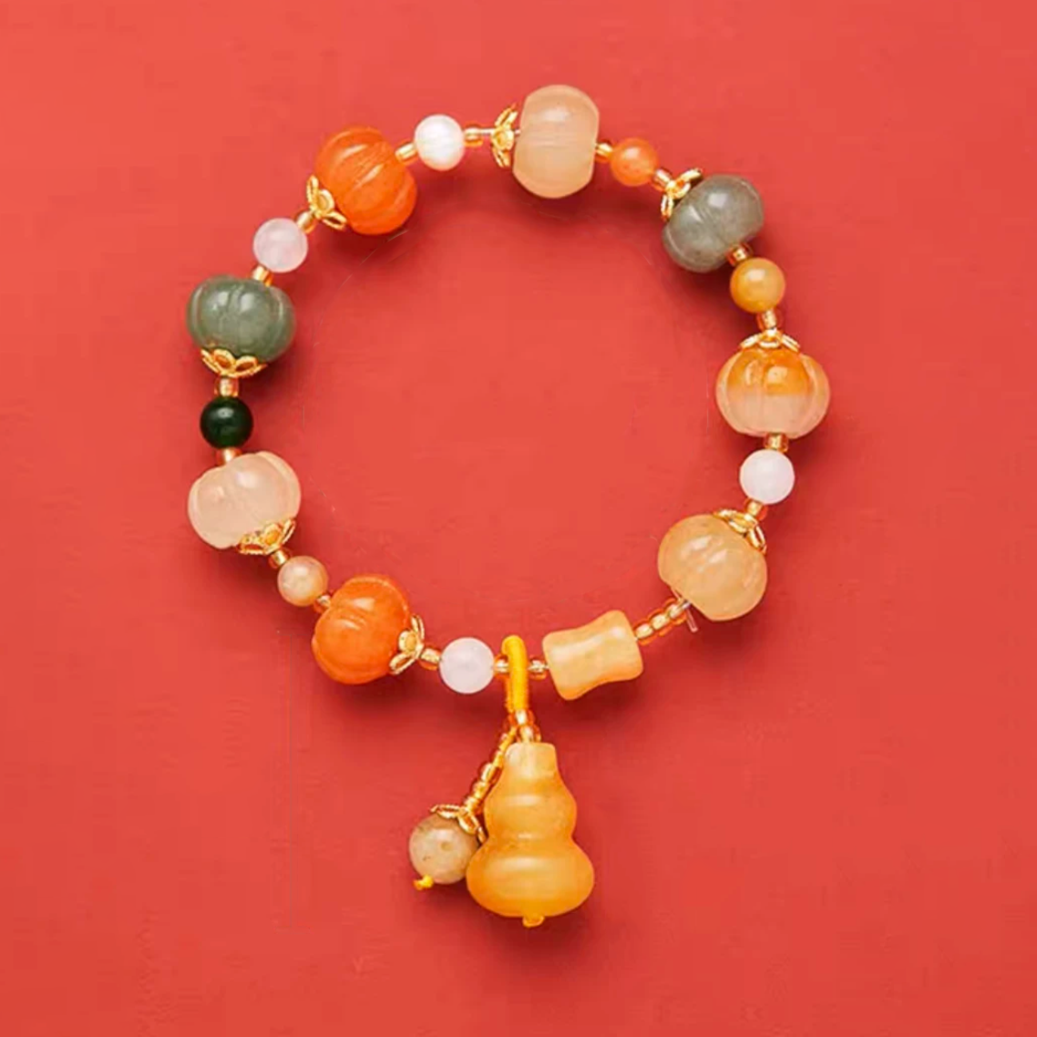 Natural Hetian Jade Calabash Full Blessing Bracelet