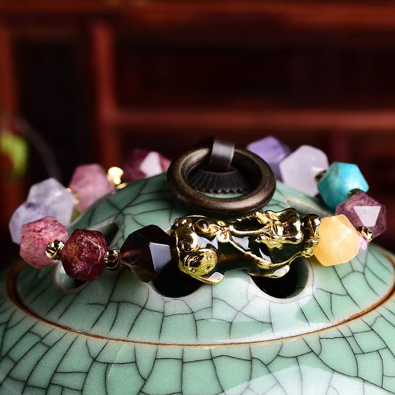 Natural Purple Crystal Color Changing Pixiu Healing Bracelet