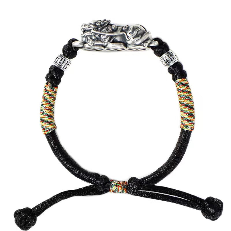 Good Luck Pixiu Transformation 925 Silver Wealth Rope Bracelet