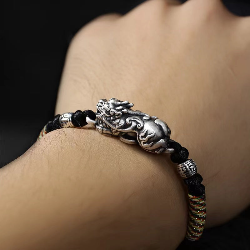 Good Luck Pixiu Transformation 925 Silver Wealth Rope Bracelet