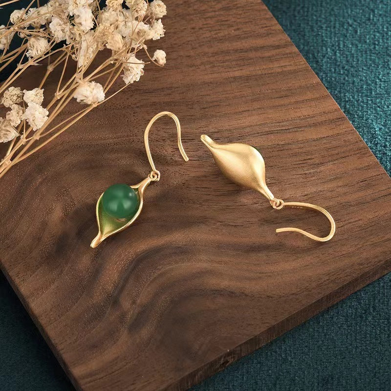 Dewdrop Green Jade Lucky Earrings