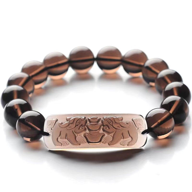 Ice Obsidian Pixiu Feng Shui Ingot Wealth Bracelet