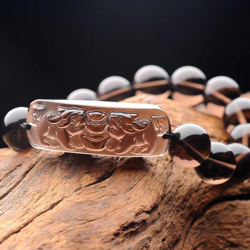 Ice Obsidian Pixiu Feng Shui Ingot Wealth Bracelet