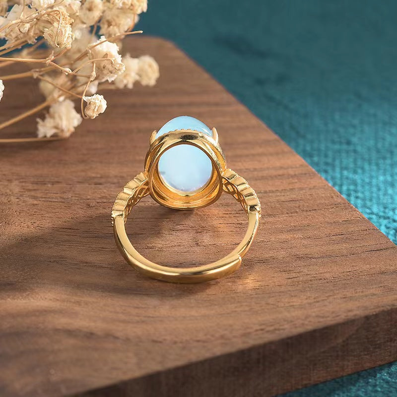 Feng Shui White Chalcedony Ring