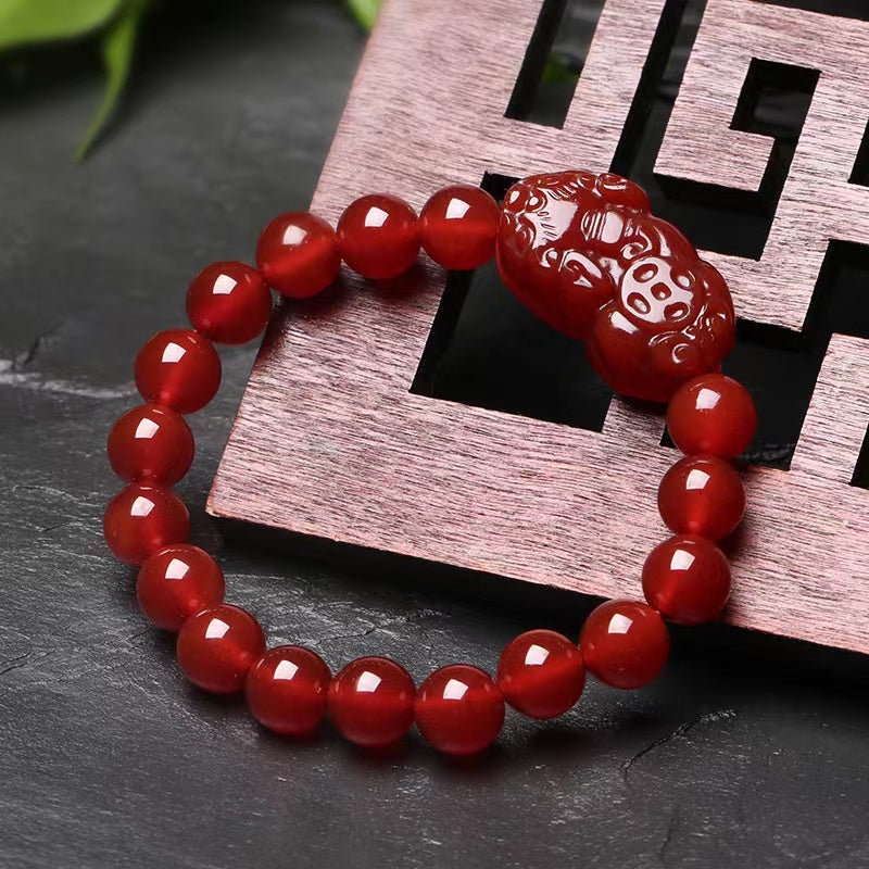 Red Agate Lucky Pixiu Wealth Bracelet