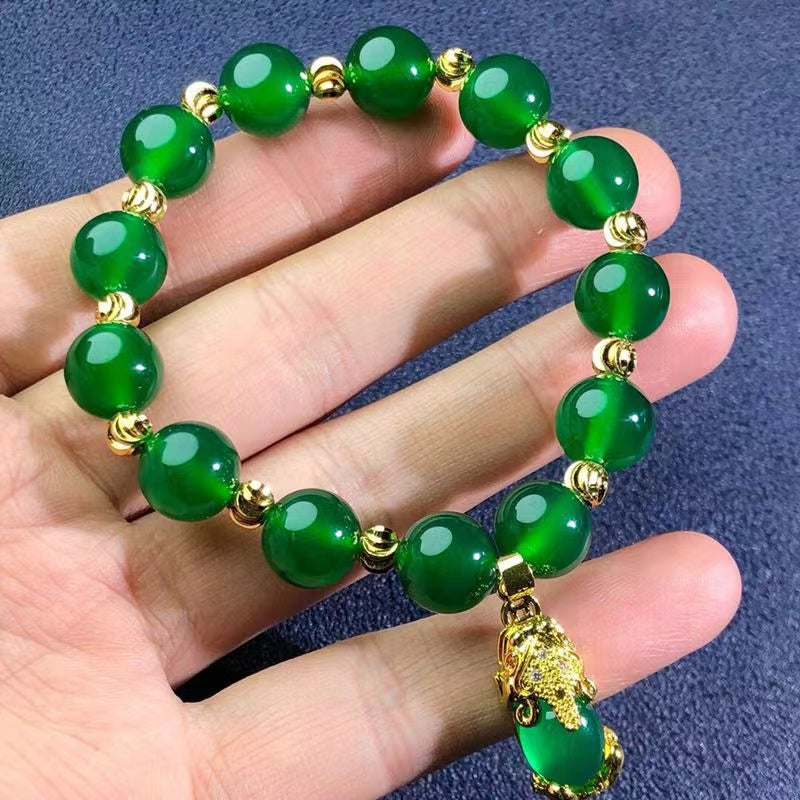 Fengshui Pixiu Wealth Bracelet-Green Agate