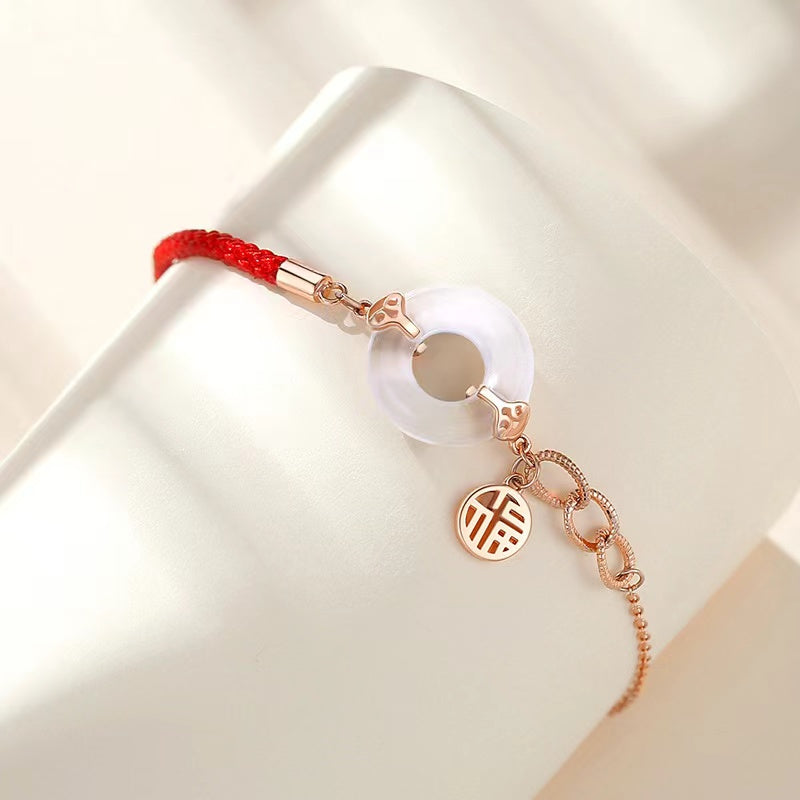 White Jade Bracelet-Fu Blessing