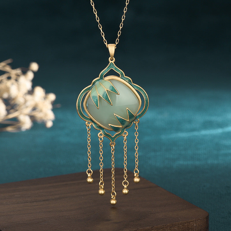 Feng Shui Bamboo Leaf Squared Necklace