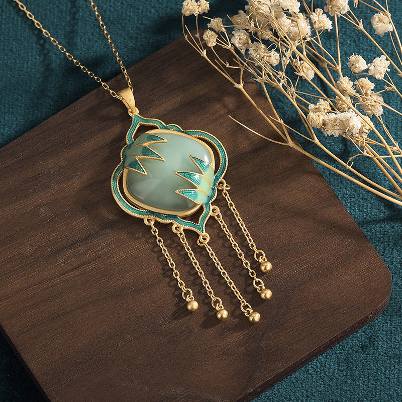 Feng Shui Bamboo Leaf Squared Necklace