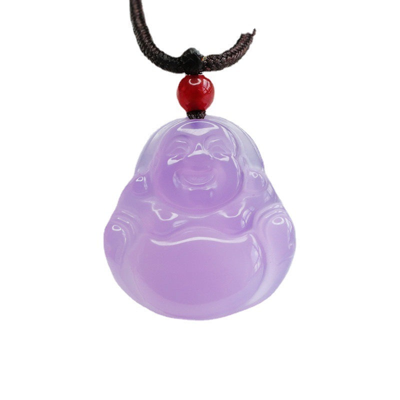 Natural Purple Jade Laugh Buddha Pendant