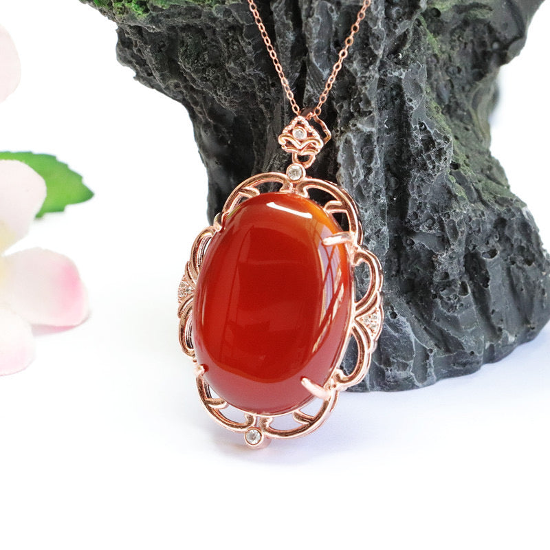 Natural Red Agate Pigeon Egg Protection Pendant