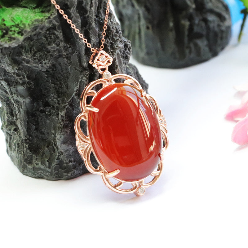 Natural Red Agate Pigeon Egg Protection Pendant