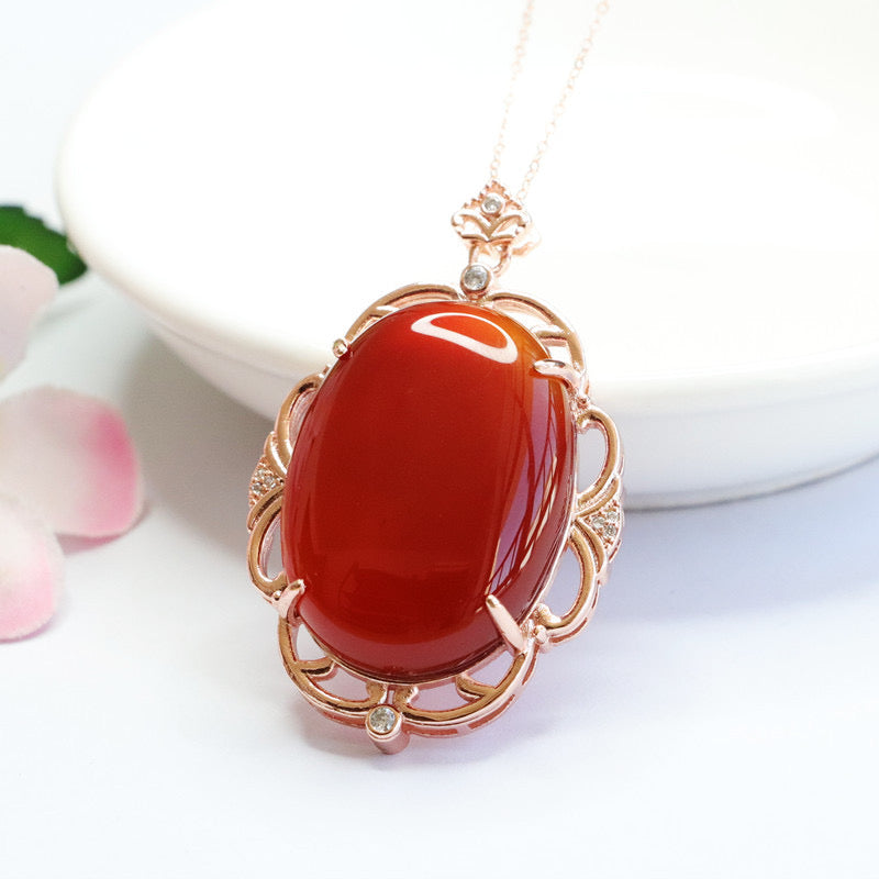 Natural Red Agate Pigeon Egg Protection Pendant
