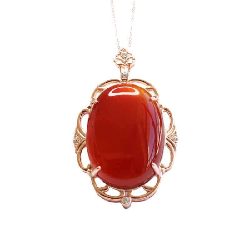 Natural Red Agate Pigeon Egg Protection Pendant