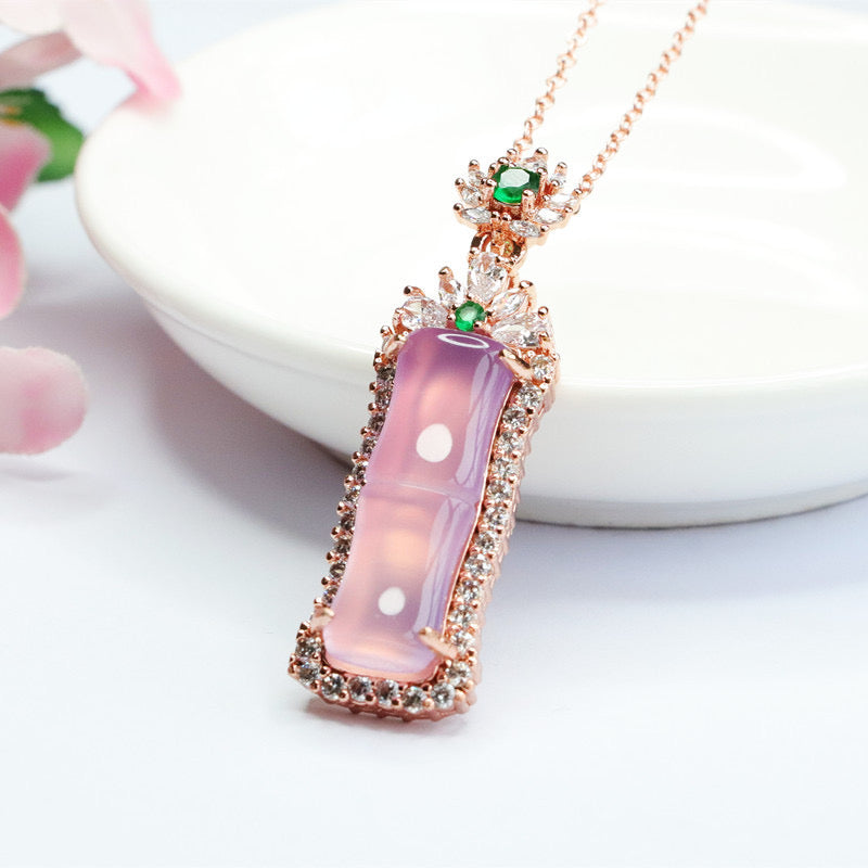 Natural Purple Jade Feng Shui Bamboo Pendant