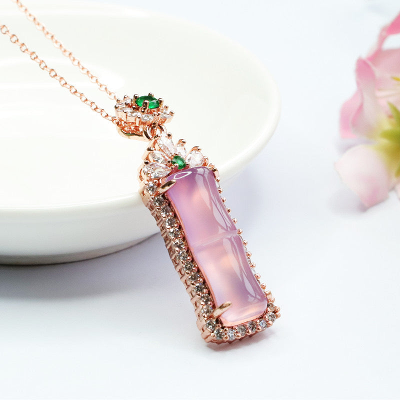 Natural Purple Jade Feng Shui Bamboo Pendant