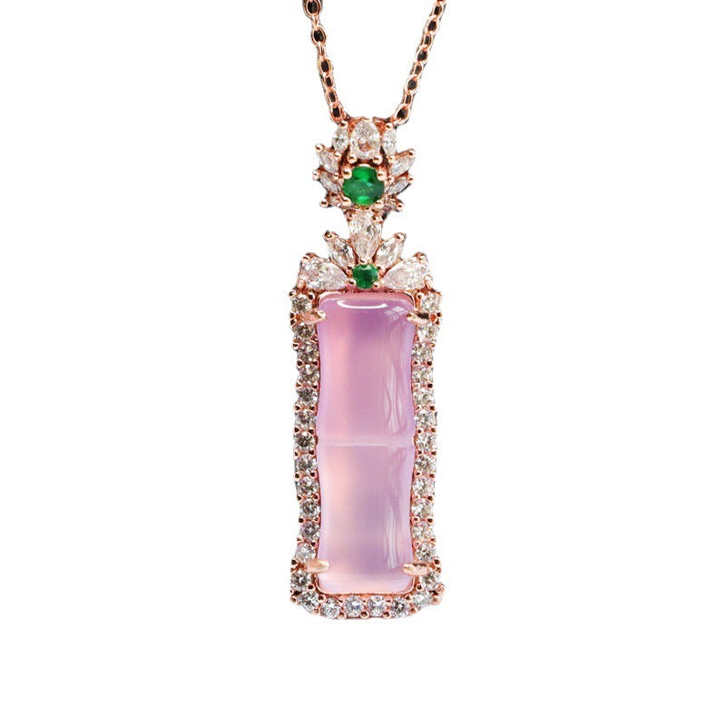 Natural Purple Jade Feng Shui Bamboo Pendant