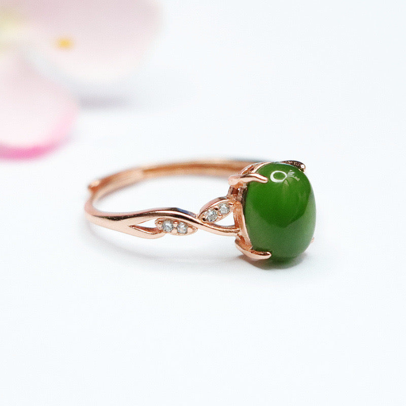 Natural Green Jade Feng Shui Wisteria Ring