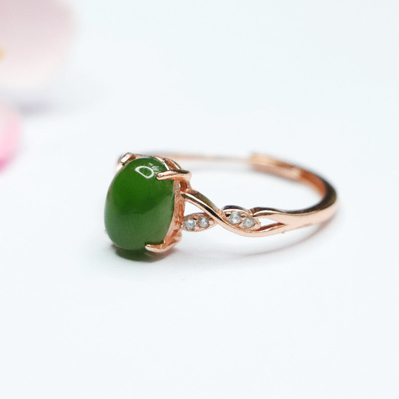 Natural Green Jade Feng Shui Wisteria Ring