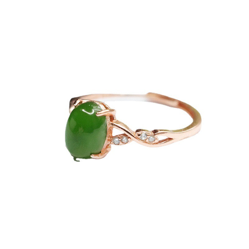 Natural Green Jade Feng Shui Wisteria Ring