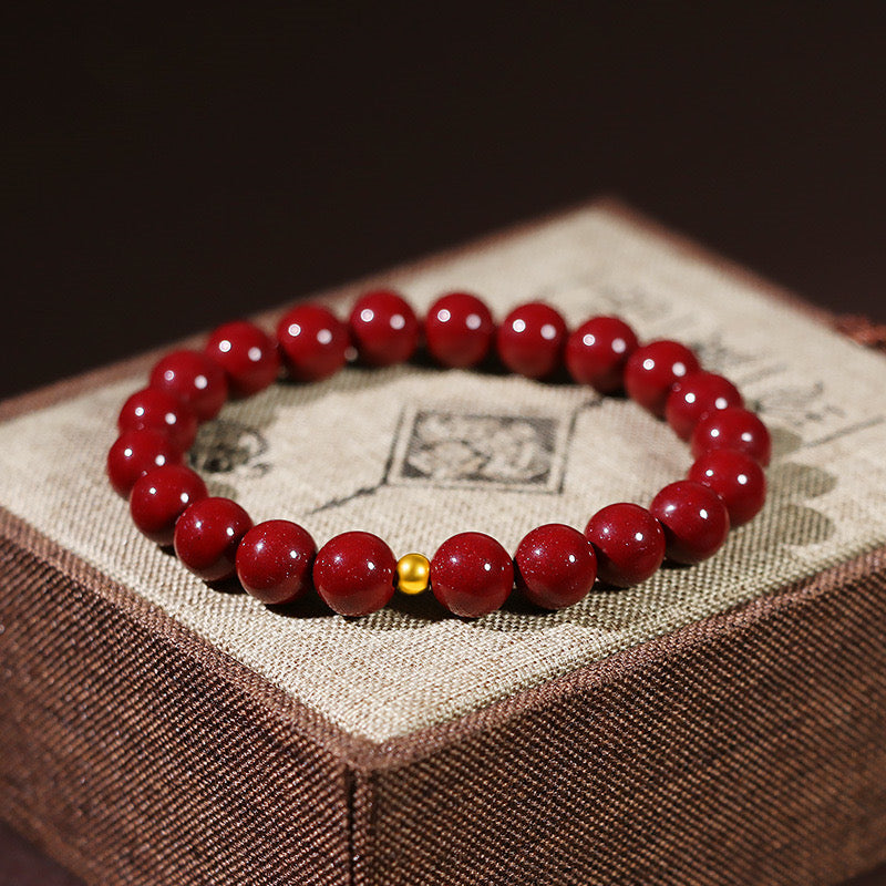 Natural Red Cinnabar Gold Bead Protection Bracelet