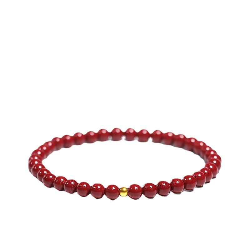 Natural Red Cinnabar Gold Bead Protection Bracelet